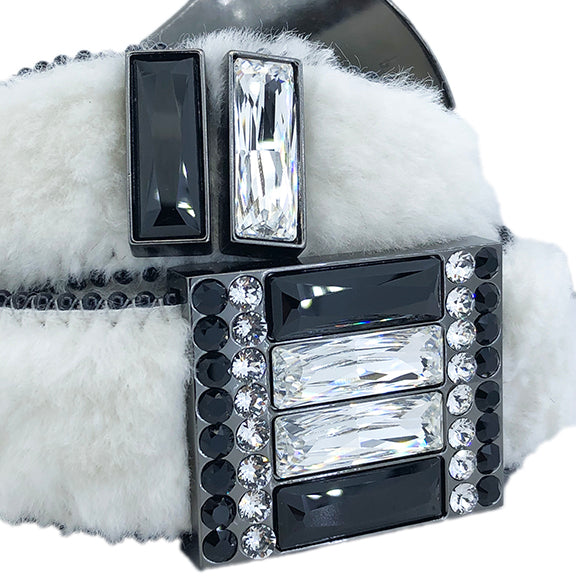 BB Simon Swarovski Crystal White Leather Belt 36 XXL New