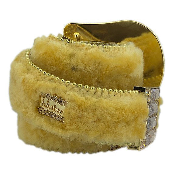 b.b. Simon Gold Fur Blanco Crystal Belt - Dudes Boutique