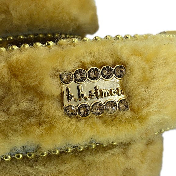 b.b. Simon Gold Fur Blanco Crystal Belt - Dudes Boutique