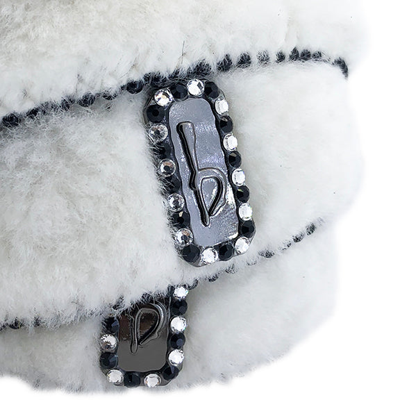 b.b. Simon White Fur Crystal Belt - Dudes Boutique