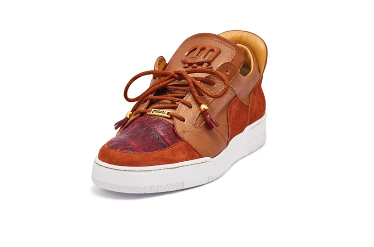 Mauri '8412' Two Tone Brown Alligator/Suede/Patent Leather Low Top Sneaker - Dudes Boutique