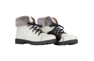 MYRA Women's Black White Cowhide Turbulent Boots - Dudes Boutique