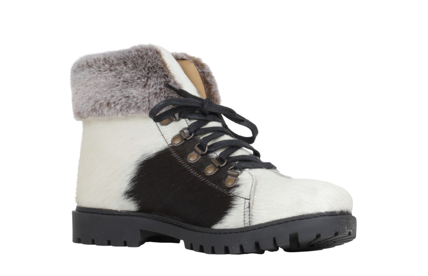 MYRA Women's Black White Cowhide Turbulent Boots - Dudes Boutique