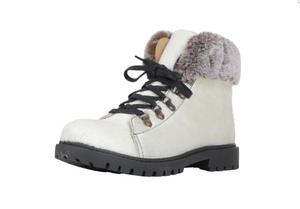 MYRA Women's Black White Cowhide Turbulent Boots - Dudes Boutique