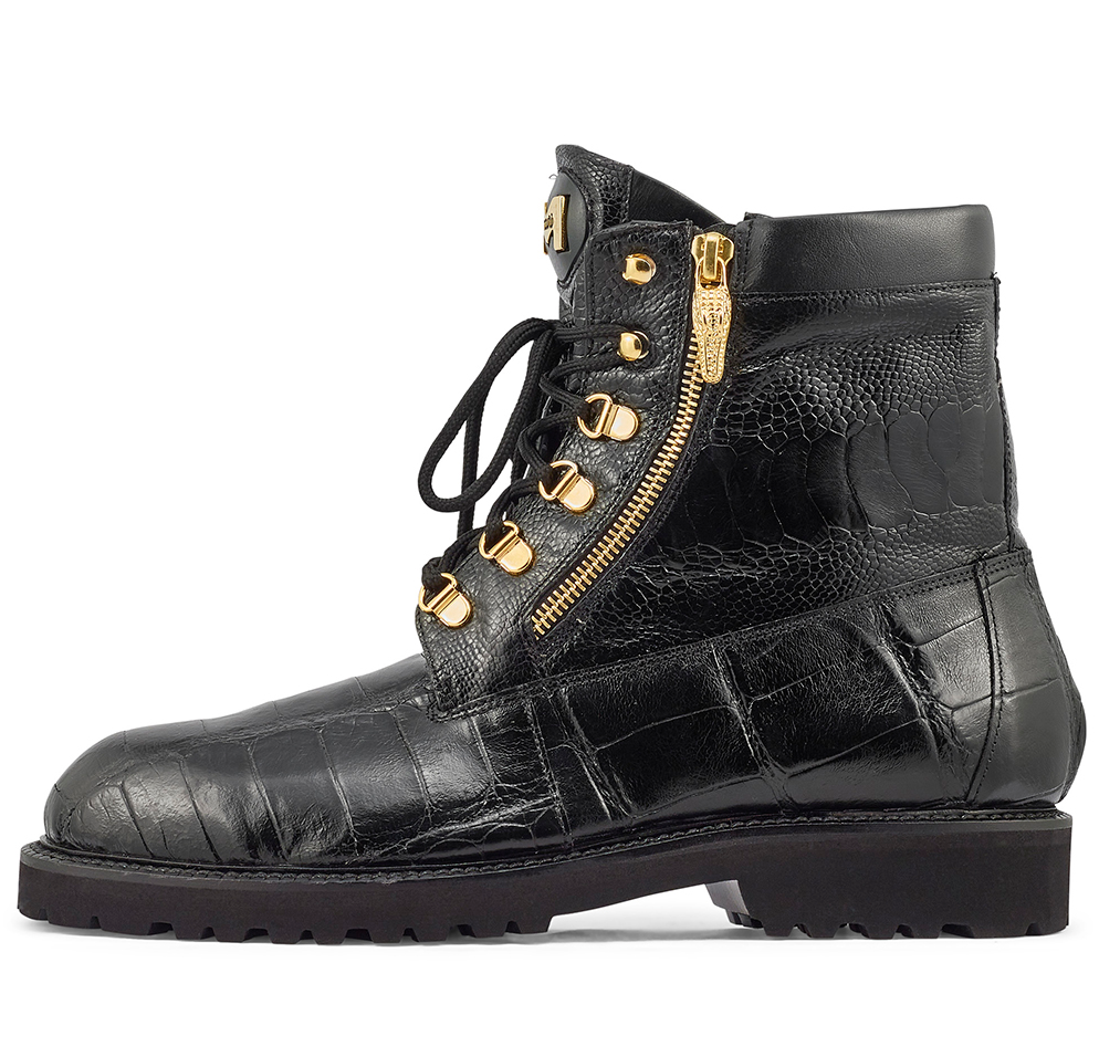 Mauri -3017/1 Black "Hunter" Alligator/Ostrich Boot - Dudes Boutique