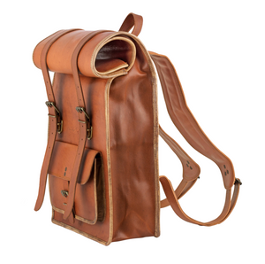 Johnny Fly Co. Brown Moroccan Leather Roll-Top Backpack - Dudes Boutique