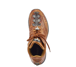 Mauri- 8405/1 "Venom" Cognac/ Olive Alligator Tail / Ostrich Leg High-top Sneaker - Dudes Boutique