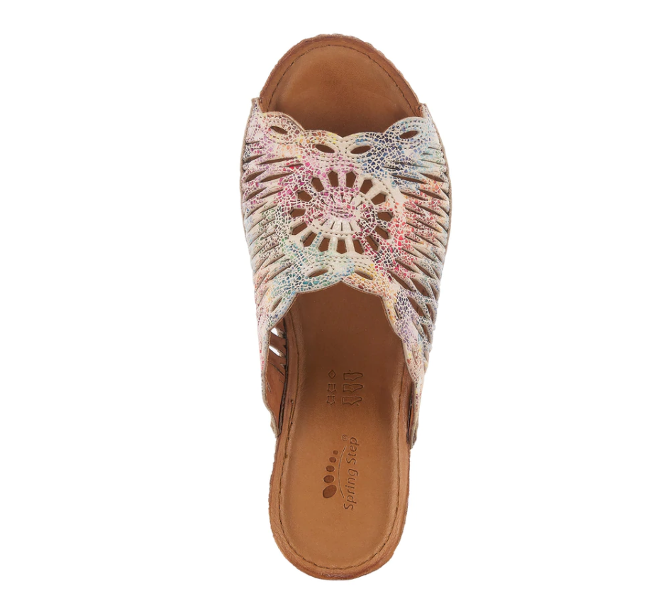 Spring Step JUSTINIE - BSHM Blush Multi Leather Sandals - Dudes Boutique