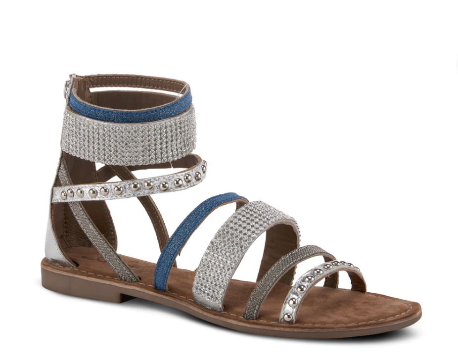 Azura BELALIA - SLM Silver Multi Leather SlingBack Sandals - Dudes Boutique