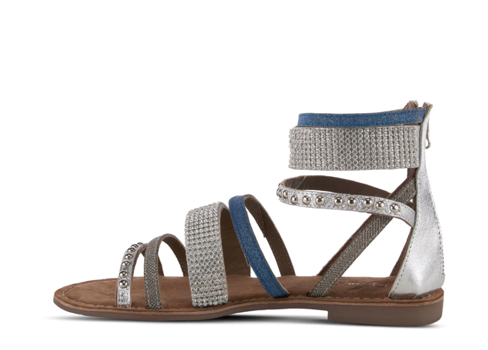 Azura BELALIA - SLM Silver Multi Leather SlingBack Sandals - Dudes Boutique