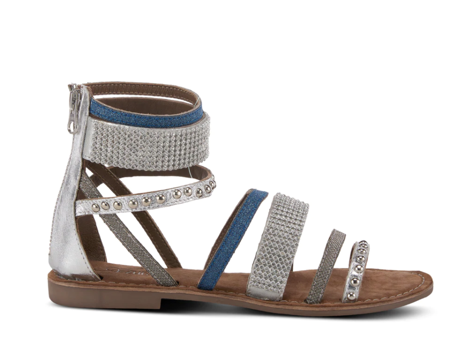 Azura BELALIA - SLM Silver Multi Leather SlingBack Sandals - Dudes Boutique