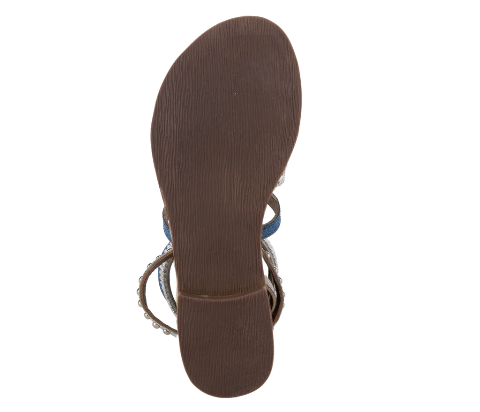 Azura BELALIA - SLM Silver Multi Leather SlingBack Sandals - Dudes Boutique