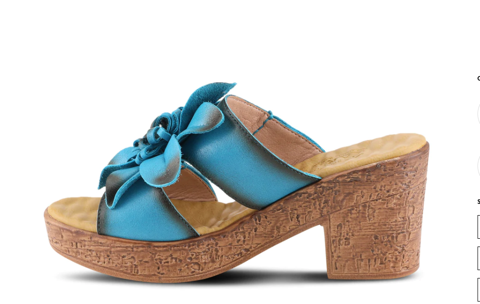 L'ARTISTE Turquoise Leather BLOOMIN-TQ Slide Sandals - Dudes Boutique