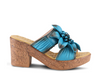 L'ARTISTE Turquoise Leather BLOOMIN-TQ Slide Sandals - Dudes Boutique