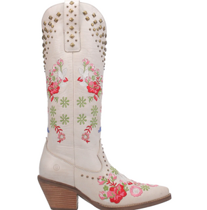 Dingo Women's "POPPY" White Leather  Cowgirl Boots - Dudes Boutique