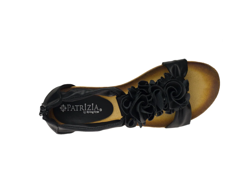 Patrizia Women's HARLEQUIN Black Flower Strap Wedge Sandals - Dudes Boutique