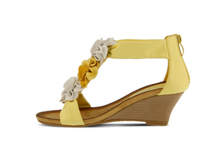 Patrizia HARLEQUIN  Light Yellow Multi Flower Strap Wedge Sandals - Dudes Boutique