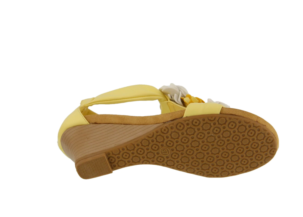 Patrizia HARLEQUIN  Light Yellow Multi Flower Strap Wedge Sandals - Dudes Boutique