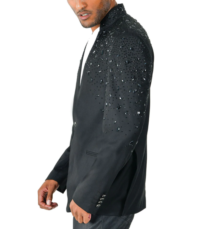 Barabas Men's 'TEARS IN HEAVEN' Black Crystal Blazer - Dudes Boutique