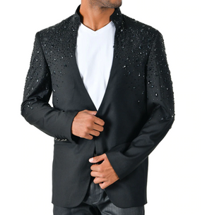 Barabas Men's 'TEARS IN HEAVEN' Black Crystal Blazer - Dudes Boutique