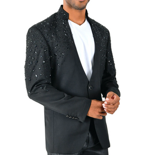 Barabas Men's 'TEARS IN HEAVEN' Black Crystal Blazer - Dudes Boutique