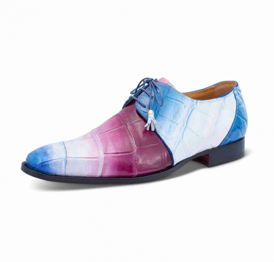 Mauri 4851 Multi Purple Alligator Body Lace Up Dress Shoes Dudes