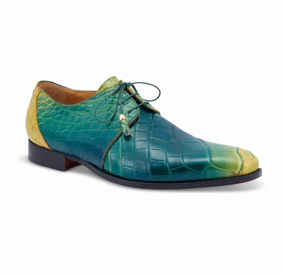 Mauri 4851 Multi Green Alligator Body Lace Up Dress Shoes - Dudes Boutique