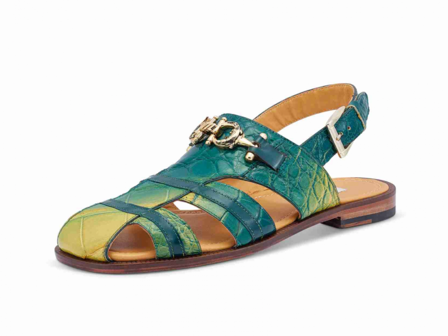 Mauri 5128 Multi Green Alligator Body Sandal - Dudes Boutique