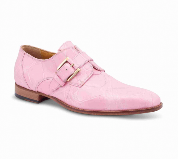 Mauri 4853 Pink Burnished  Alligator Body Monk Strap Dress Shoes - Dudes Boutique