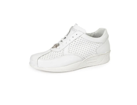Mauri M770 White Perforated Crocodile/Nappa Lace Up Sneakers - Dudes Boutique