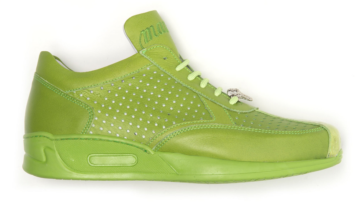 Mauri  M770 Green Crocodile Perforated  Nappa Leather Sneaker - Dudes Boutique
