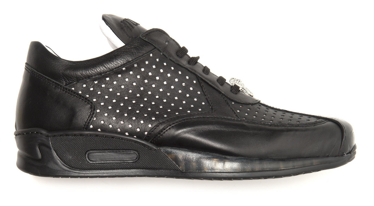 Mauri  M770 Black Crocodile Perforated  Nappa Leather Sneaker - Dudes Boutique