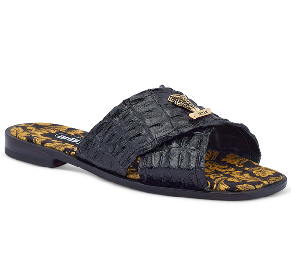 Mauri 5134 Black/Gold Crocodile Sandals - Dudes Boutique