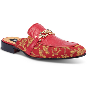 Mauri 4976 'Bermuda' Red/Gold Alligator + Fabric Sandal - Dudes Boutique