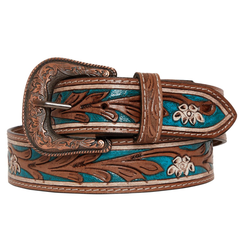 MYRA Women's COBALT SEA HAND-TOOLED LEATHER BELT - Dudes Boutique