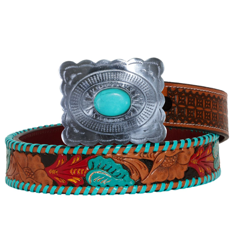 MYRA Women's TROPICAL FOREST HAND-TOOLED LEATHER BELT - Dudes Boutique