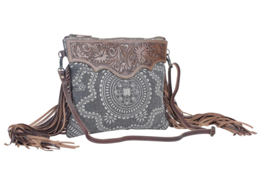 MYRA Women's MONOCHROMATIC MOTIF HAND-TOOLED BAG - Dudes Boutique