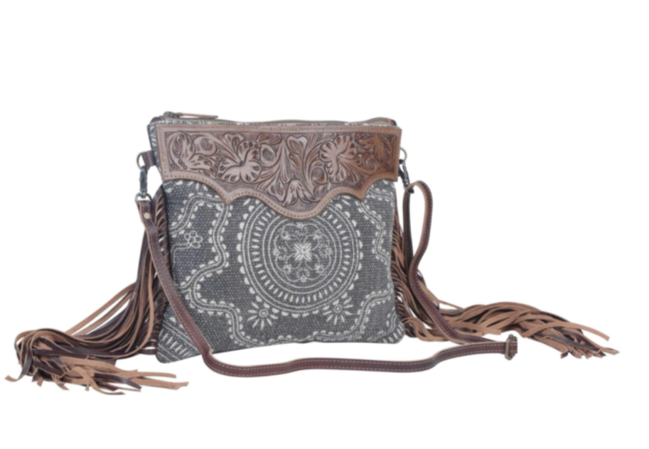 MYRA Women's MONOCHROMATIC MOTIF HAND-TOOLED BAG - Dudes Boutique