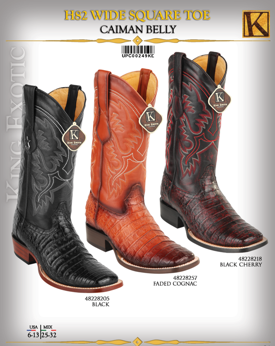 King Exotic Men's Square Toe Caiman Belly Cowboy Boots - Dudes Boutique