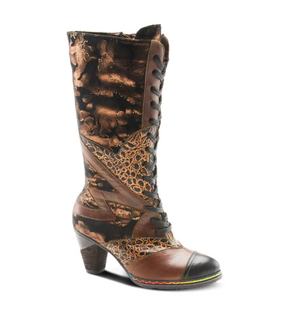 L'ARTISTE Brown Multi "MALAGIE-CROCO " Boots - Dudes Boutique