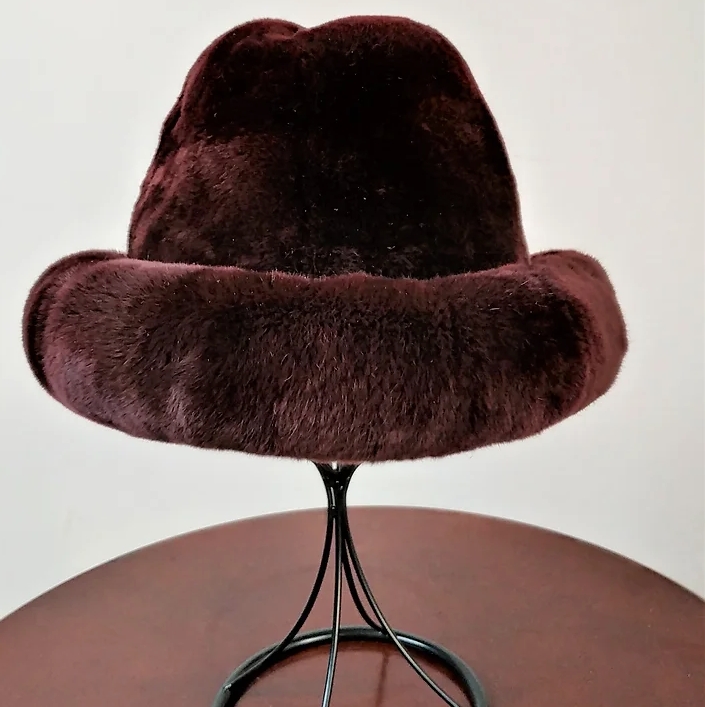 Kashani Men's Burgundy Rex Rabbit Fur Top Hat - Dudes Boutique