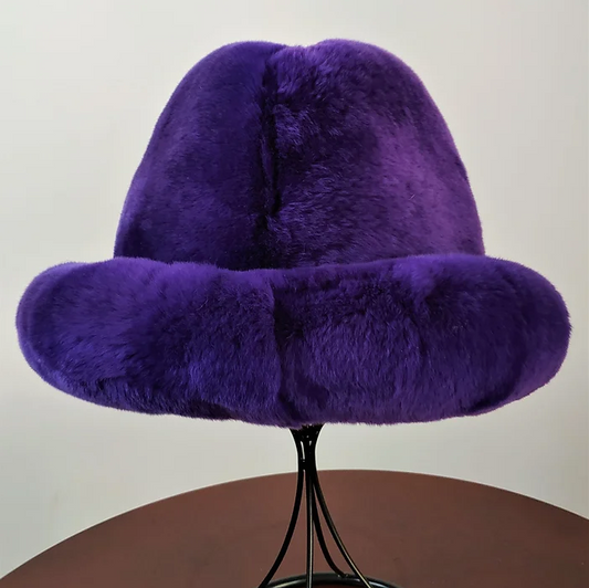 Kashani Men's Purple Rex Rabbit Chinchilla Fur Top Hat - Dudes Boutique