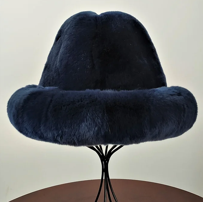 Kashani Men's Navy Blue Rex Rabbit Fur Top Hat - Dudes Boutique