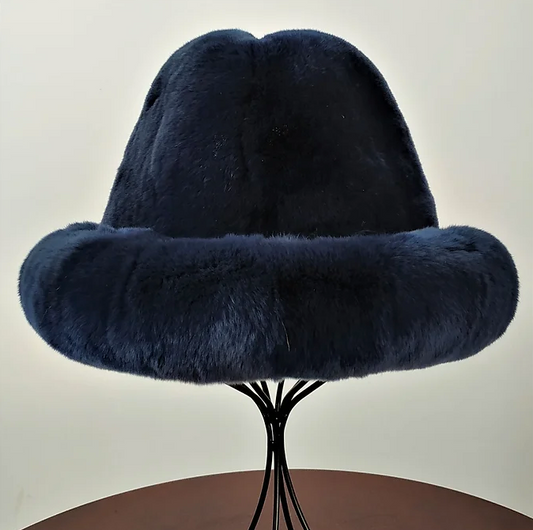 Kashani Men's Navy Blue Rex Rabbit Fur Top Hat - Dudes Boutique