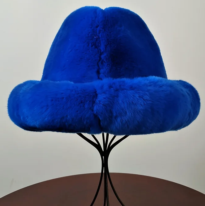 Kashani Men's Royal Blue Rex Rabbit Fur Top Hat - Dudes Boutique