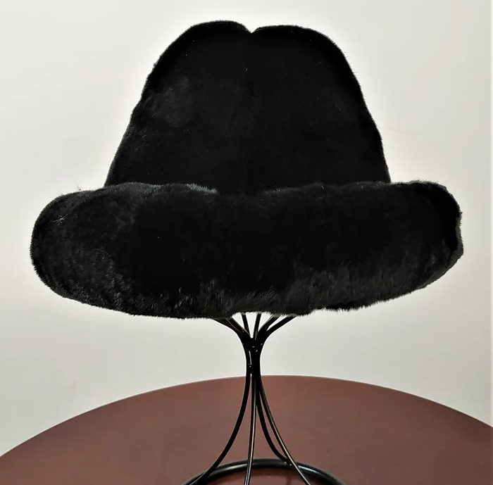 Kashani Men's Black Rex Chinchilla Fur Top Hat - Dudes Boutique