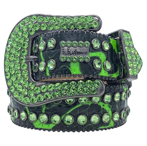 b.b. Simon Darband 2 – Electric Slime Green Crystal Belt - Dudes Boutique
