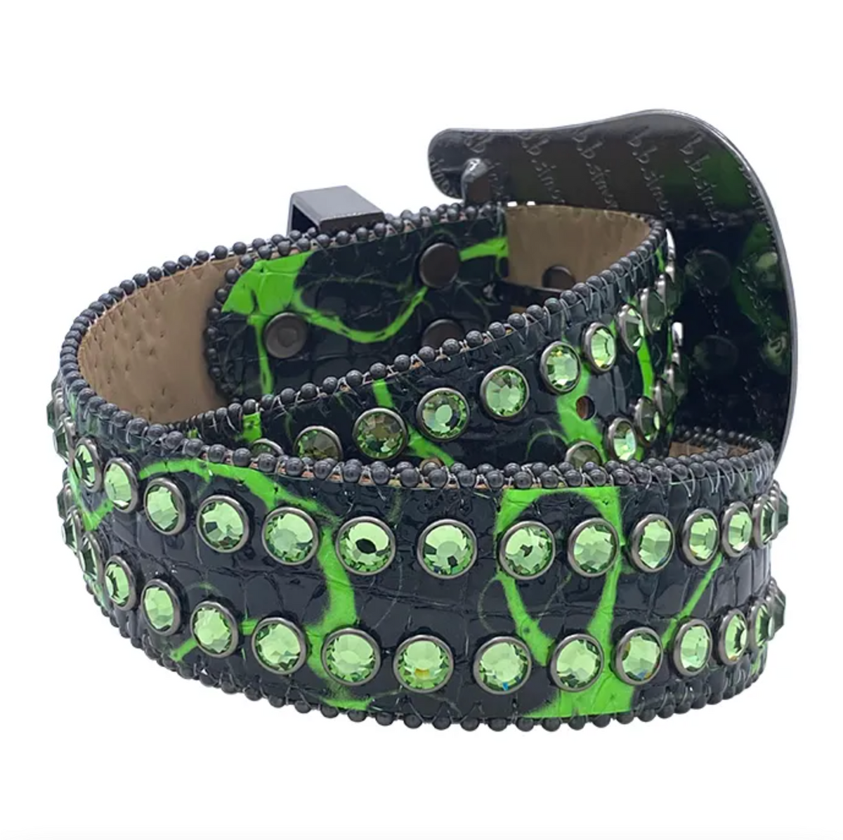 b.b. Simon Darband 2 – Electric Slime Green Crystal Belt - Dudes Boutique