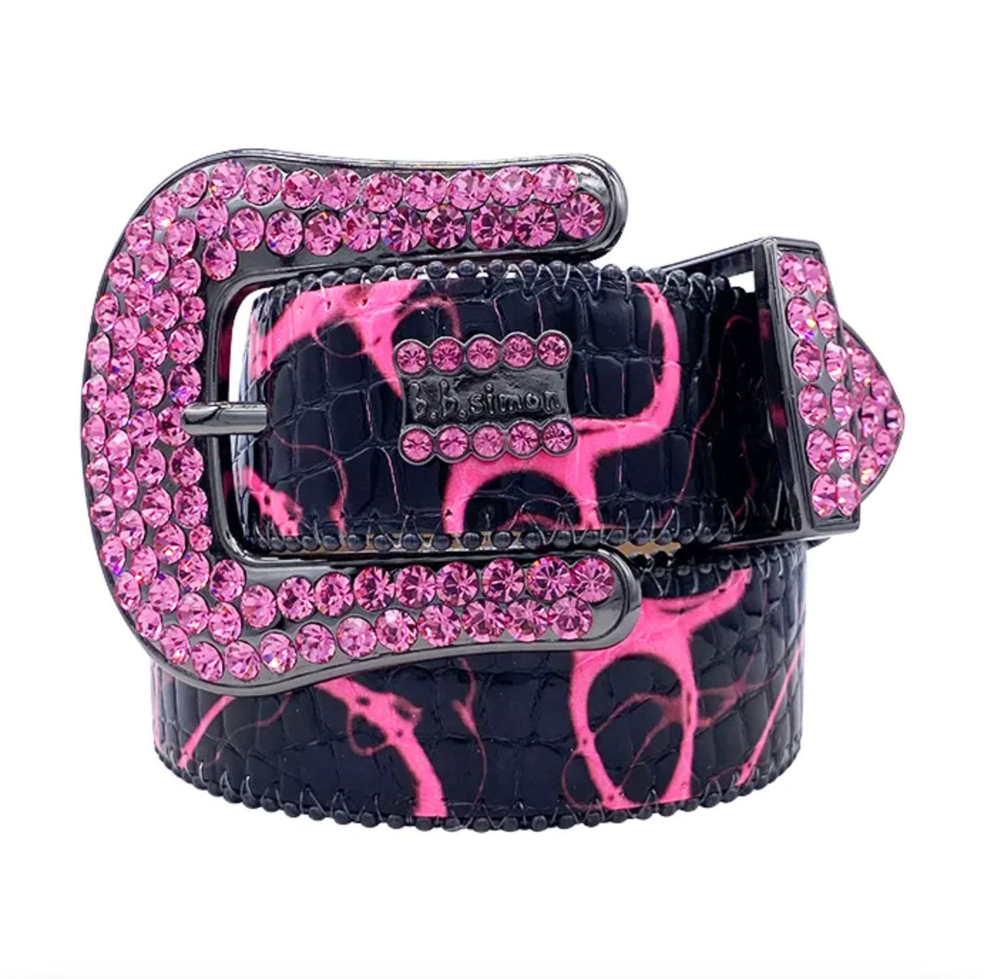 b.b. Simon Electric Pink Classic Crystal Belt - Dudes Boutique