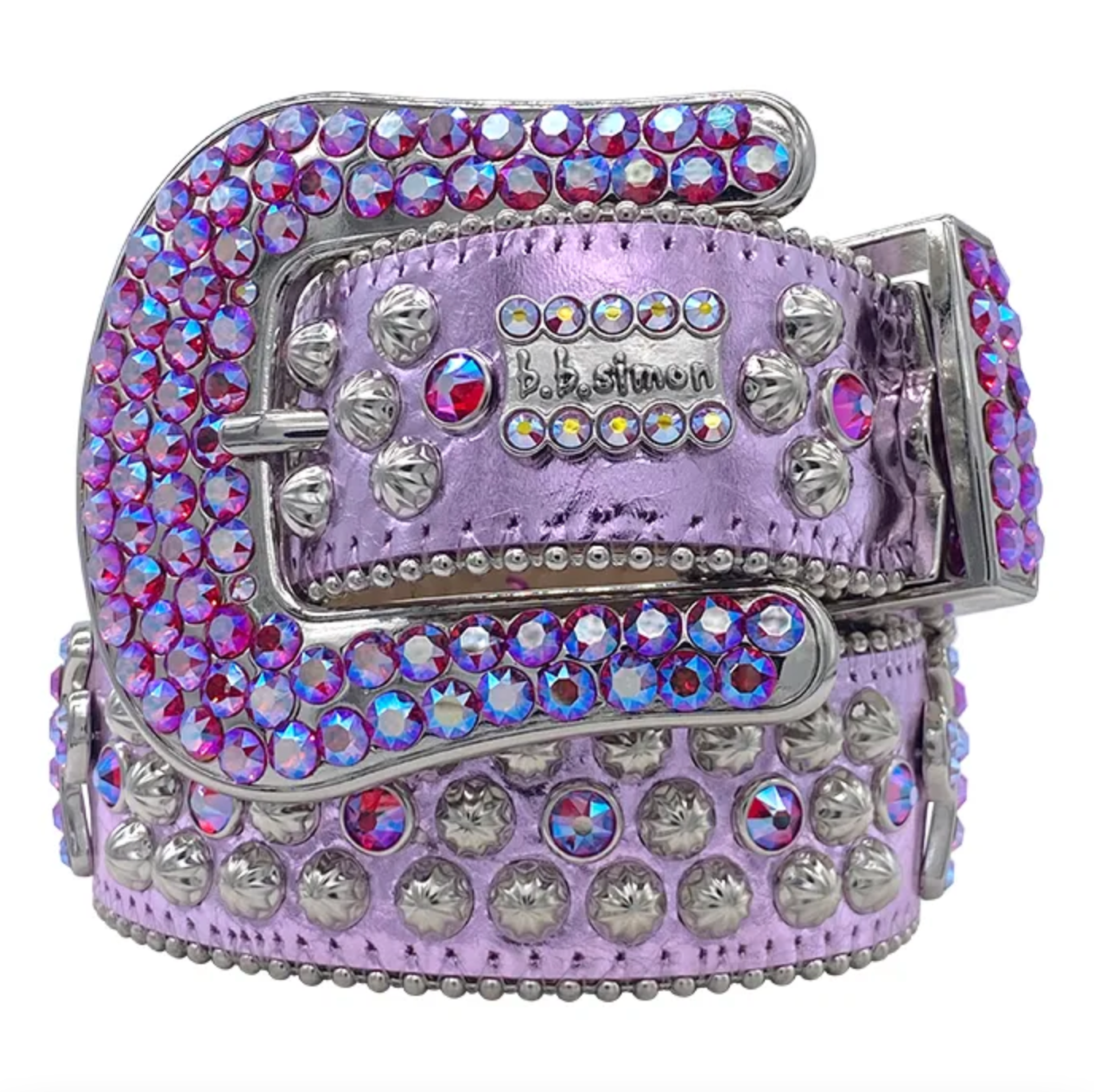 b.b. Simon Safa Western – Light Metallic Pink Crystal Belt - Dudes Boutique